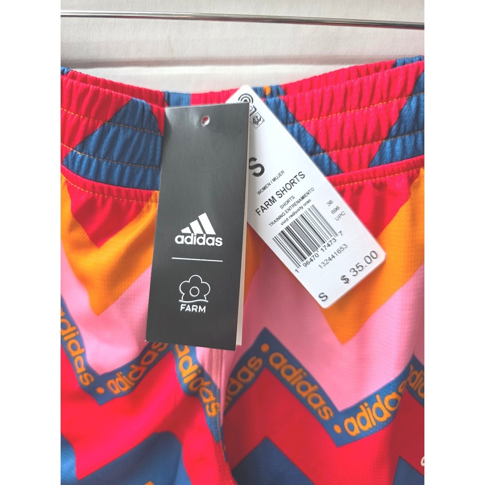 adidas x FARM Rio Pacer Running Shorts Small Zigzag Retro Print AEROREADY NWT - Picture 5 of 6